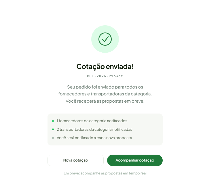 Cotação enviada